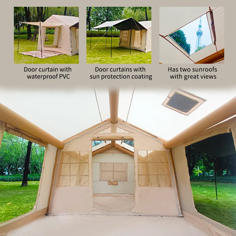 10-12 People Inflatable Tent for Camping Large Inflatable Tent, Easy Setup Glamping Tent with Pump,4 Season Tents for Camping,I
