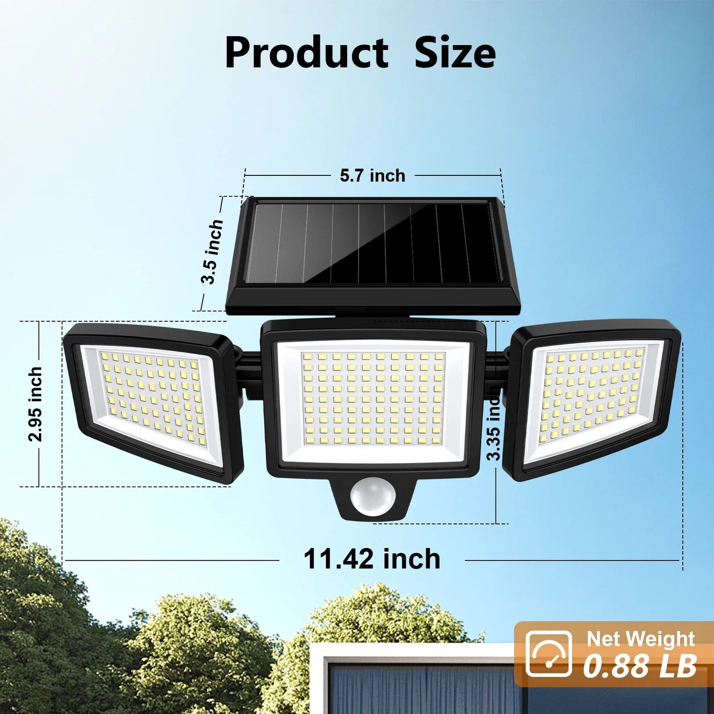 (5/4/3/2/1PCS)IP65Waterproof 3Heads Solar Outdoor Light, 210LED 2500LM Motion Sensor Security Light with Wireless Remote Control