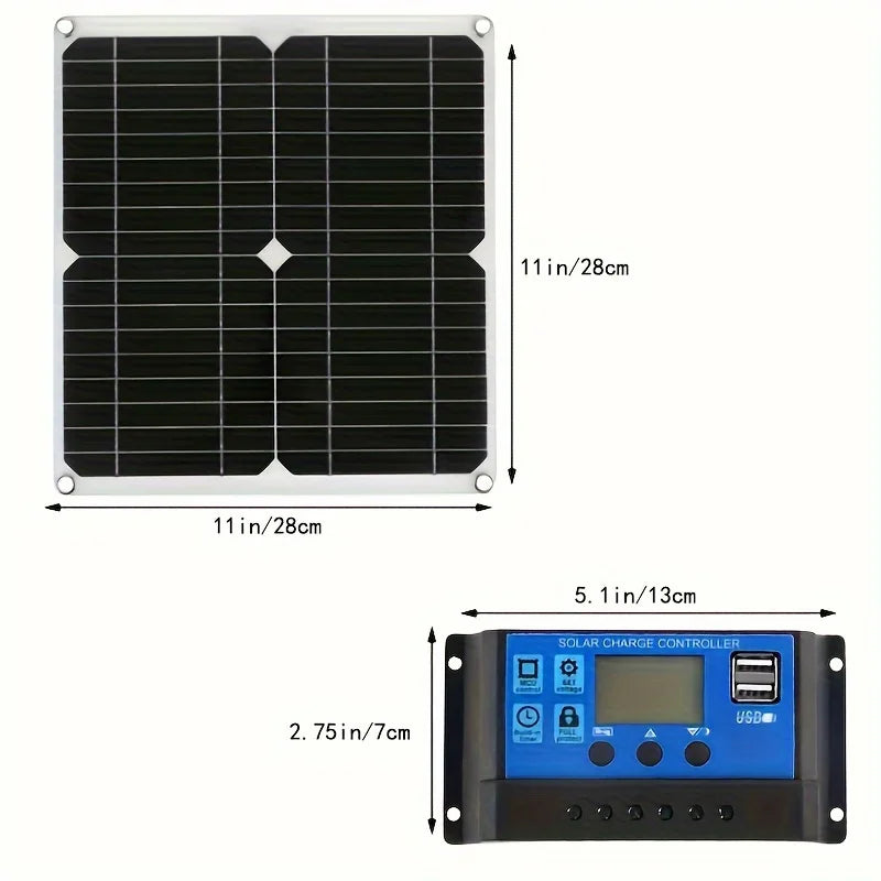 1Pc DC 12V-18V solar panel kit with 60A controller,USB and 5V solar charger, used for power bank, car, boat, outdoor RV, camping