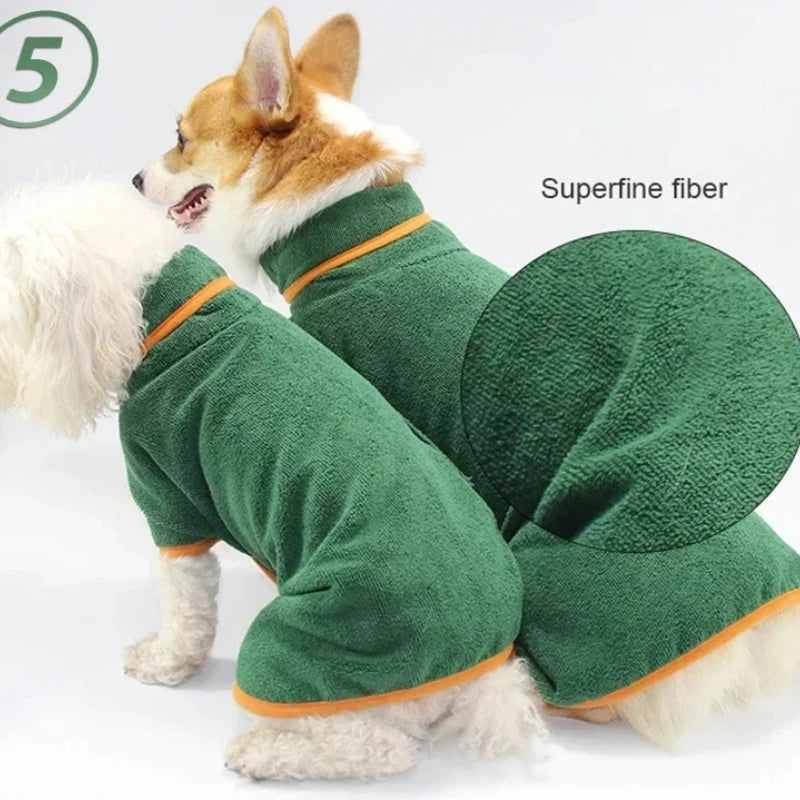 1pc Pet Bathrobe Fast Drying Towel Microfiber Absorbent Soft Bath Robe for Small Medium Large Dogs