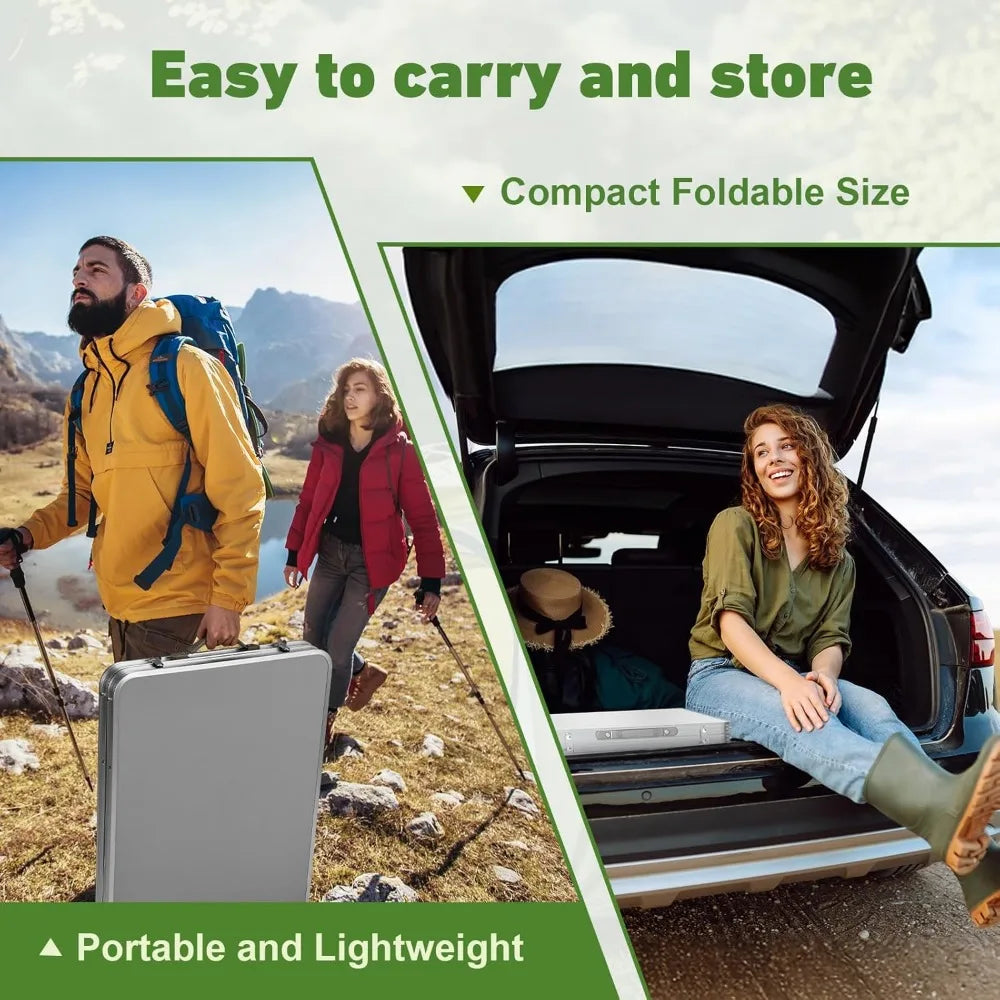 Folding Camping with Storage, Lightweight & Portable, 3 Heights Adjustable Folding, Outdoor Tables