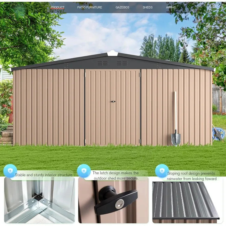 14' x 12' Shed Outdoor Metal Storage, Large Storage Sheds & Outdoor Storage Clearance 14' x 12', Large Steel Yard Shed,