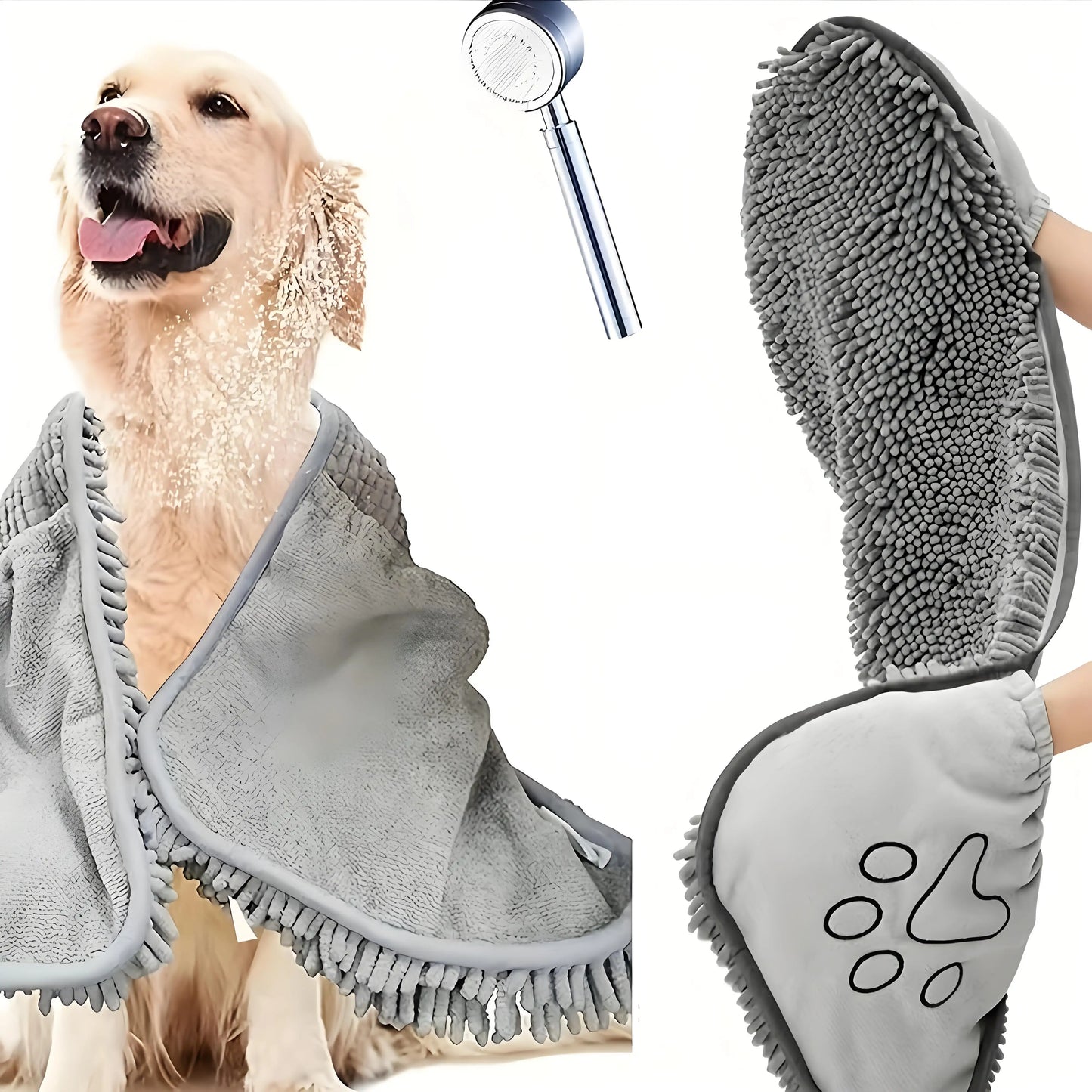 Plush Microfiber Pet Towel - Quick-Dry & Ultra Absorbent for Dogs and Cats