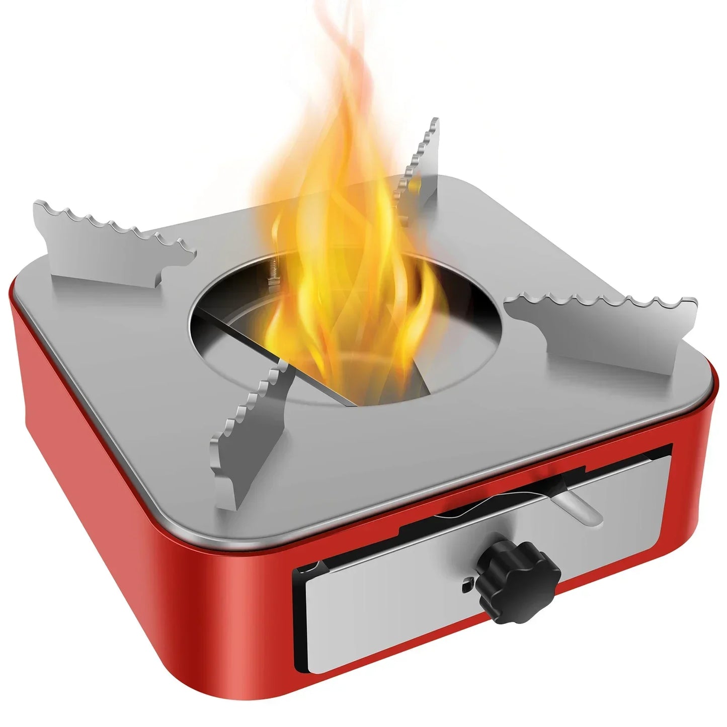 Portable Camping Stove with Adjustable Firepower Drawer Alcohol Stove For Outdoor Barbecue Camping Equipment