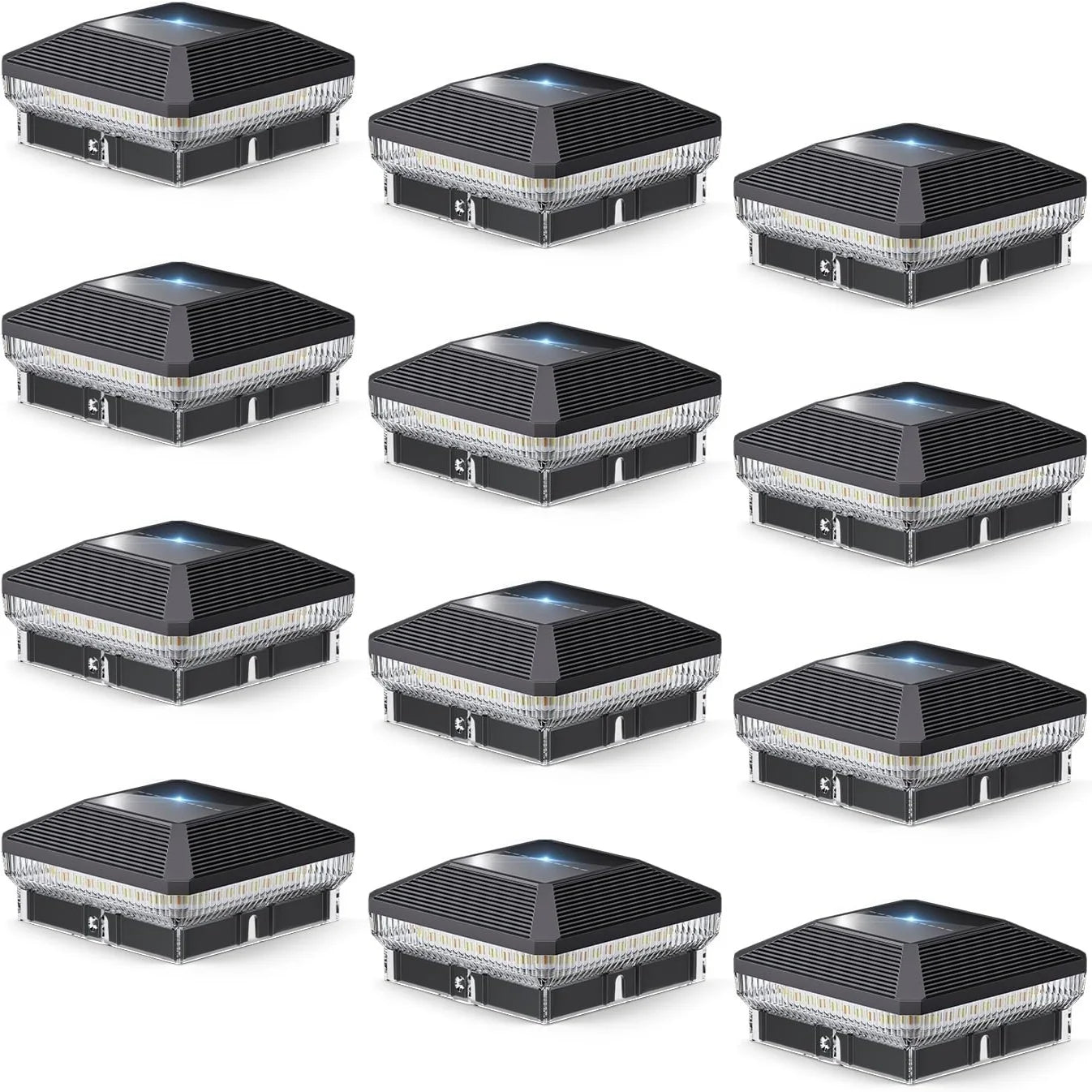 6/12 Pack 4x4 Solar Post Lights Outdoor, 40 LEDs 30 Lumens Fence Post Solar Lights Outdoor with 3 Modes