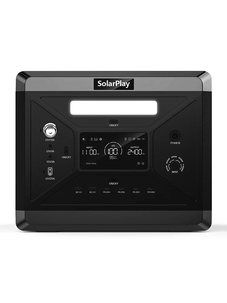 US Plug SOLARPLAY LiFePO4 Portable Power Station 2160WH Solar Generator With UPS Mode Pure sine wave 14 Output Ports Power Suply