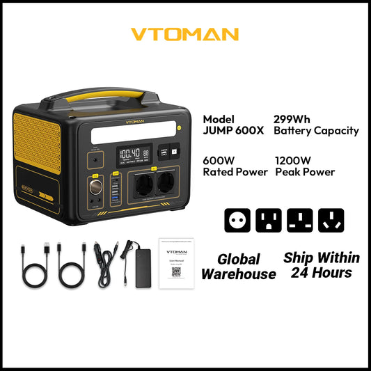 VTOMAN JUMP 600X Power Stations 299Wh LiFeP04 Battery Emergency Backup High-power Power Supply Camping Equipment Generator
