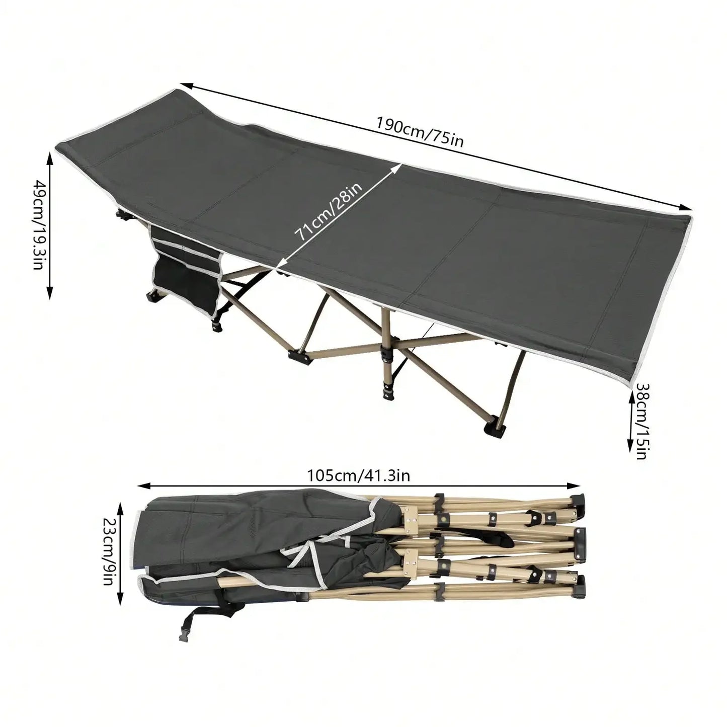 Folding Camping Cot Elevated Cot Portab Lightweight Sleeping Bed Outdoor