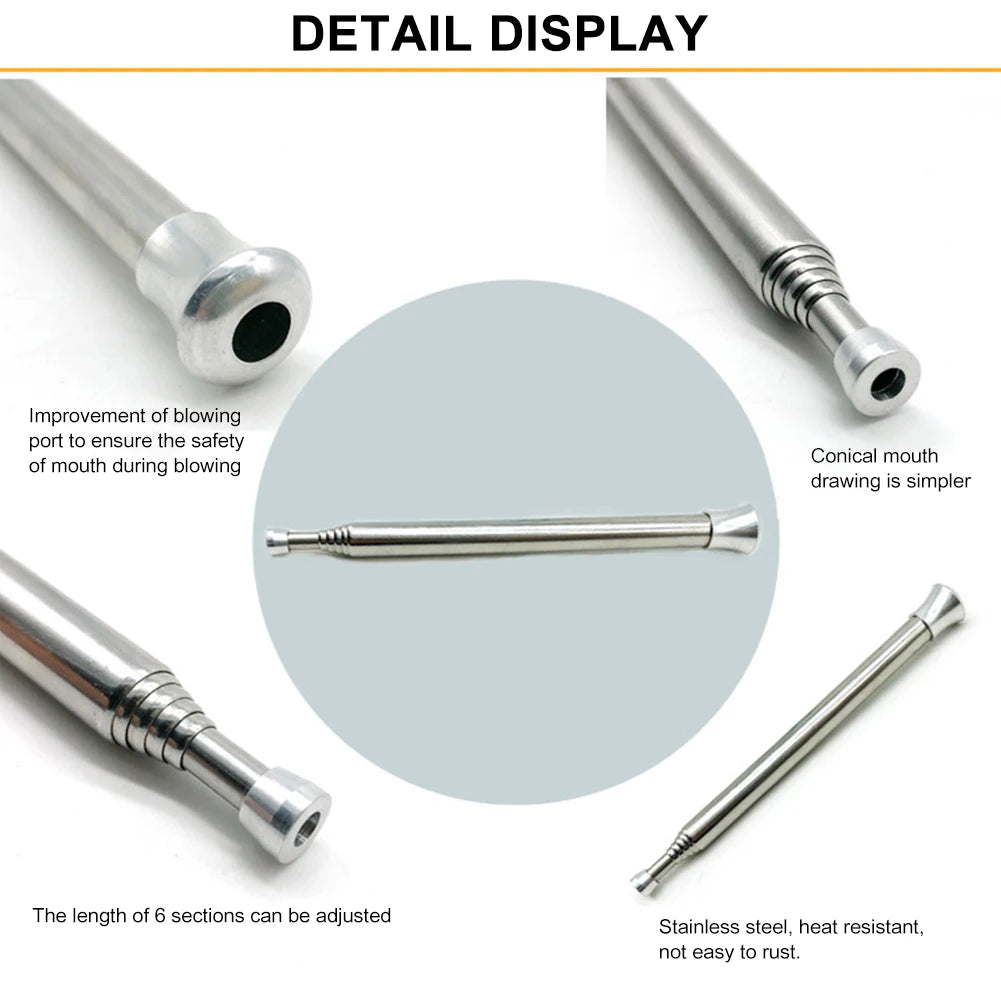 Outdoor Blow Fire Tube Picnic Telescopic Stainless Steel Heat-resistant Two-end Fire Pipe Camping Tool Equipment