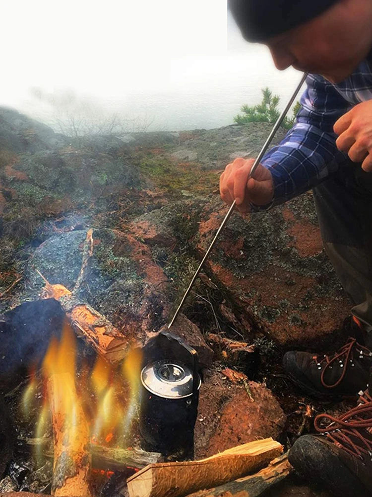 Outdoor Blow Fire Tube Picnic Telescopic Stainless Steel Heat-resistant Two-end Fire Pipe Camping Tool Equipment