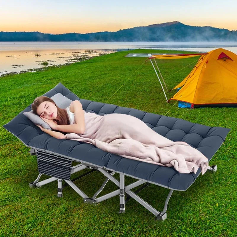 DoCred Folding Camping Cot with Mattress, 2 Pack Heavy Duty Folding Cot for Adults, Portable Sleeping Cot Bed Adults Outdoor Bed