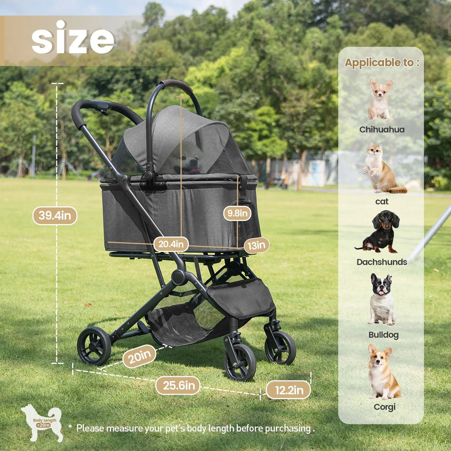Pet Stroller for Dogs Dog Strollers for Small/Medium Dogs With Detachable Carrier Easy Lock Canopy Cozy House Trolley Pet Bags