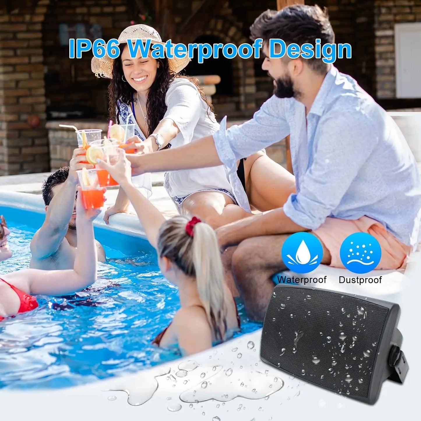 Herdio 2PCS 400W 6.5‘’ Passive Outdoor Speakers Wired Waterproof 2 Way Wall Mounted Speakers With Powerful Bass For Patio Home