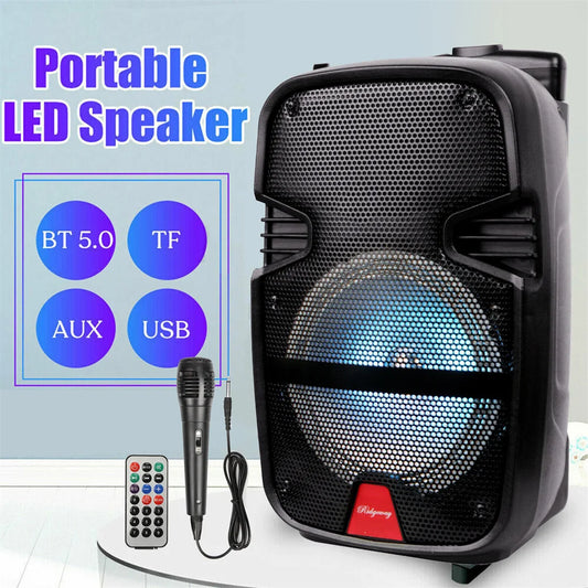 3000 Watts Party Bluetooth Speaker Portable  With Microphone & Remote 8" Subwoofer Led Light sound System karaoke Speaker