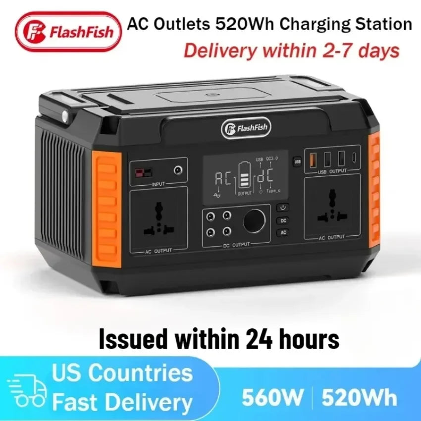Portable Power Station 200-1000W Solar Equipment Generator Big Peak Power Output Camping Outdoor Apartment Charging Station