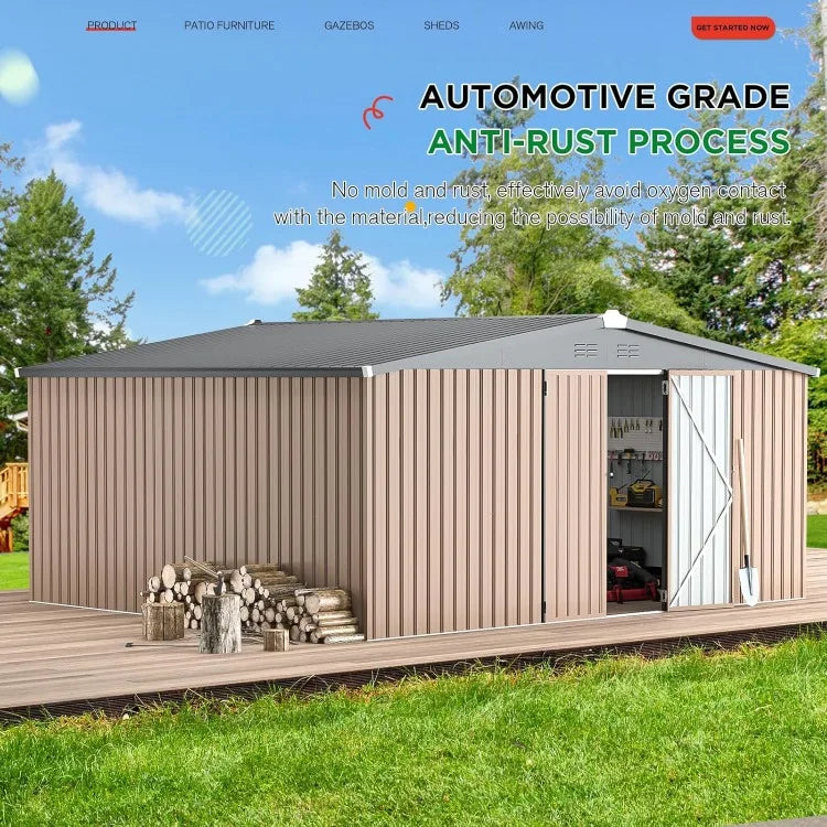 14' x 12' Shed Outdoor Metal Storage, Large Storage Sheds & Outdoor Storage Clearance 14' x 12', Large Steel Yard Shed,