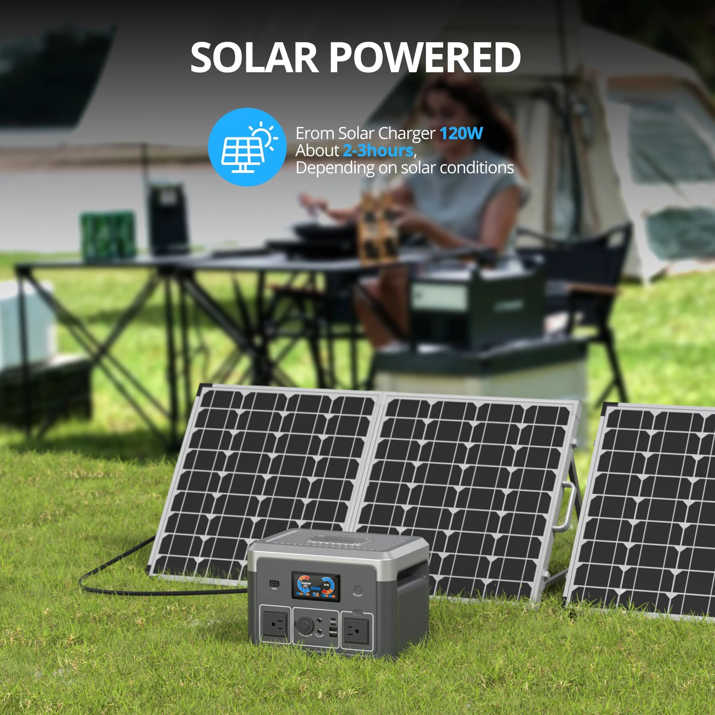 Portable Power Station 665.6Wh LiFePO4 Battery with 2x 600W AC Outlets(Surge 1800W) for Outdoor Camping RV Home Music Player