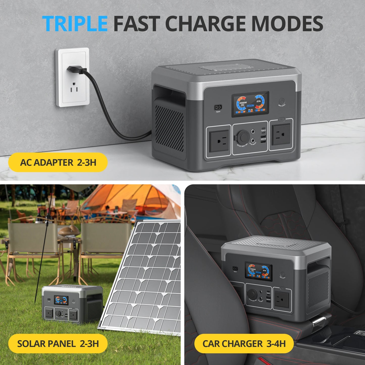 Portable Power Station 665.6Wh LiFePO4 Battery with 2x 600W AC Outlets(Surge 1800W) for Outdoor Camping RV Home Music Player