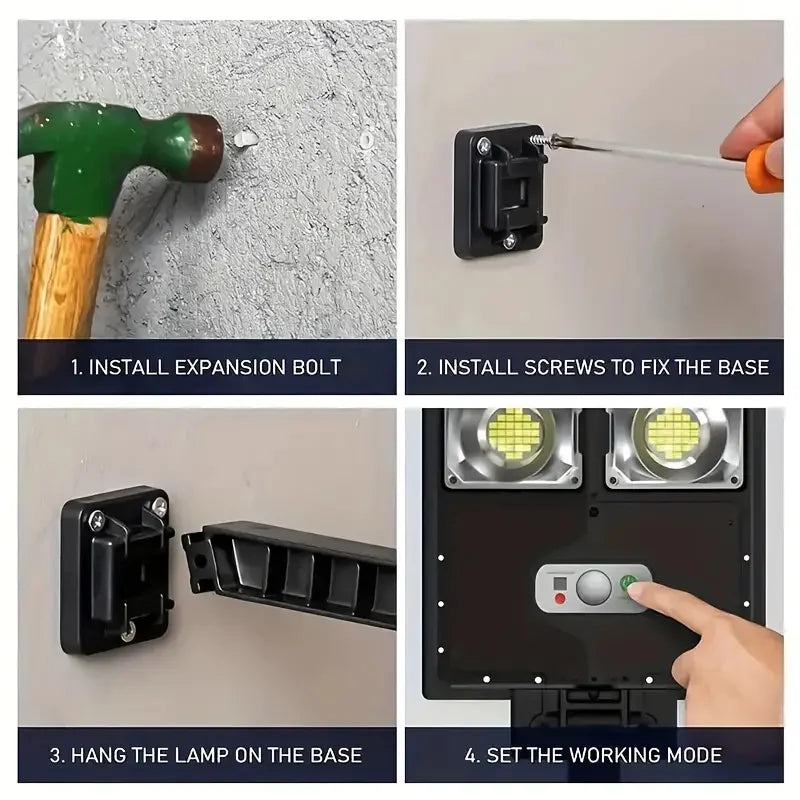 Waterproof Solar Street LghtsOutdoor,with wide Angle MotionSensor can remote control Forcommercial Area,Yard