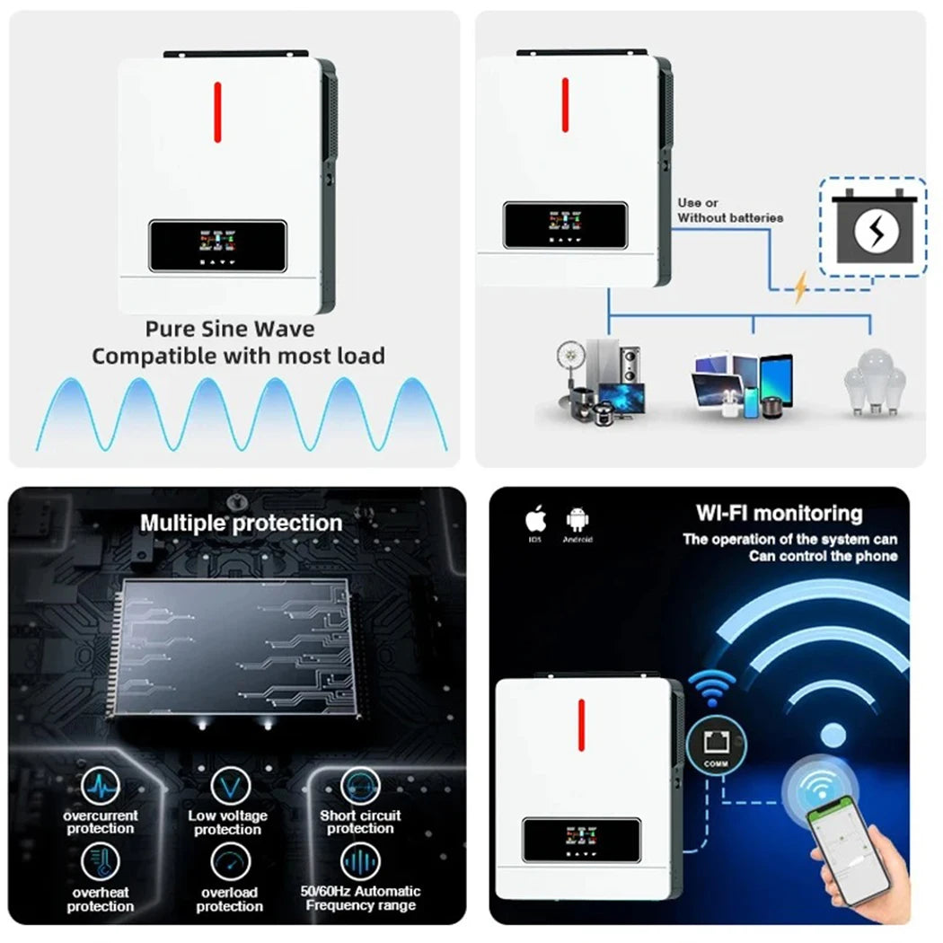 ECGSOLAX 4.2KW MPPT PV Max 500VDC inverter pure sine wave solar inventer off grid hybrid inverter 24v