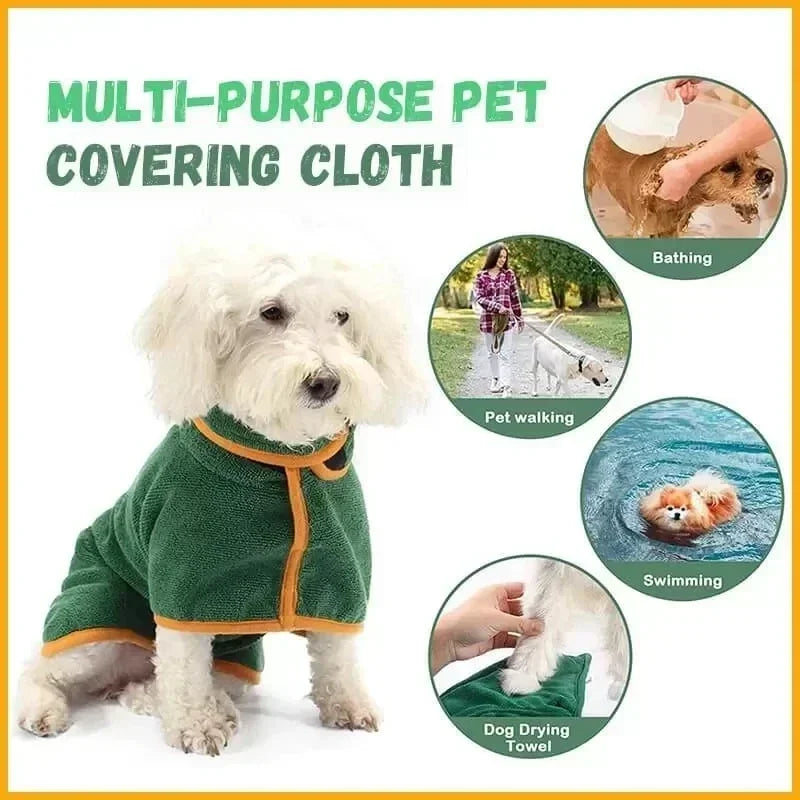 1pc Pet Bathrobe Fast Drying Towel Microfiber Absorbent Soft Bath Robe for Small Medium Large Dogs