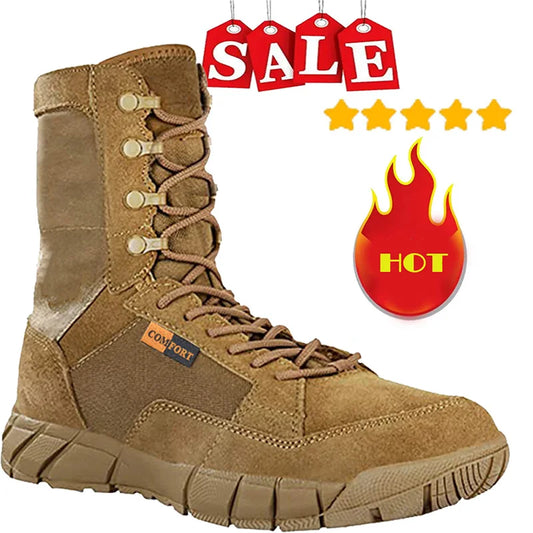 Lightweight Man Tactical Boots Combat Anti-Collision Waterproof Outdoor Hiking Breathable Shoe