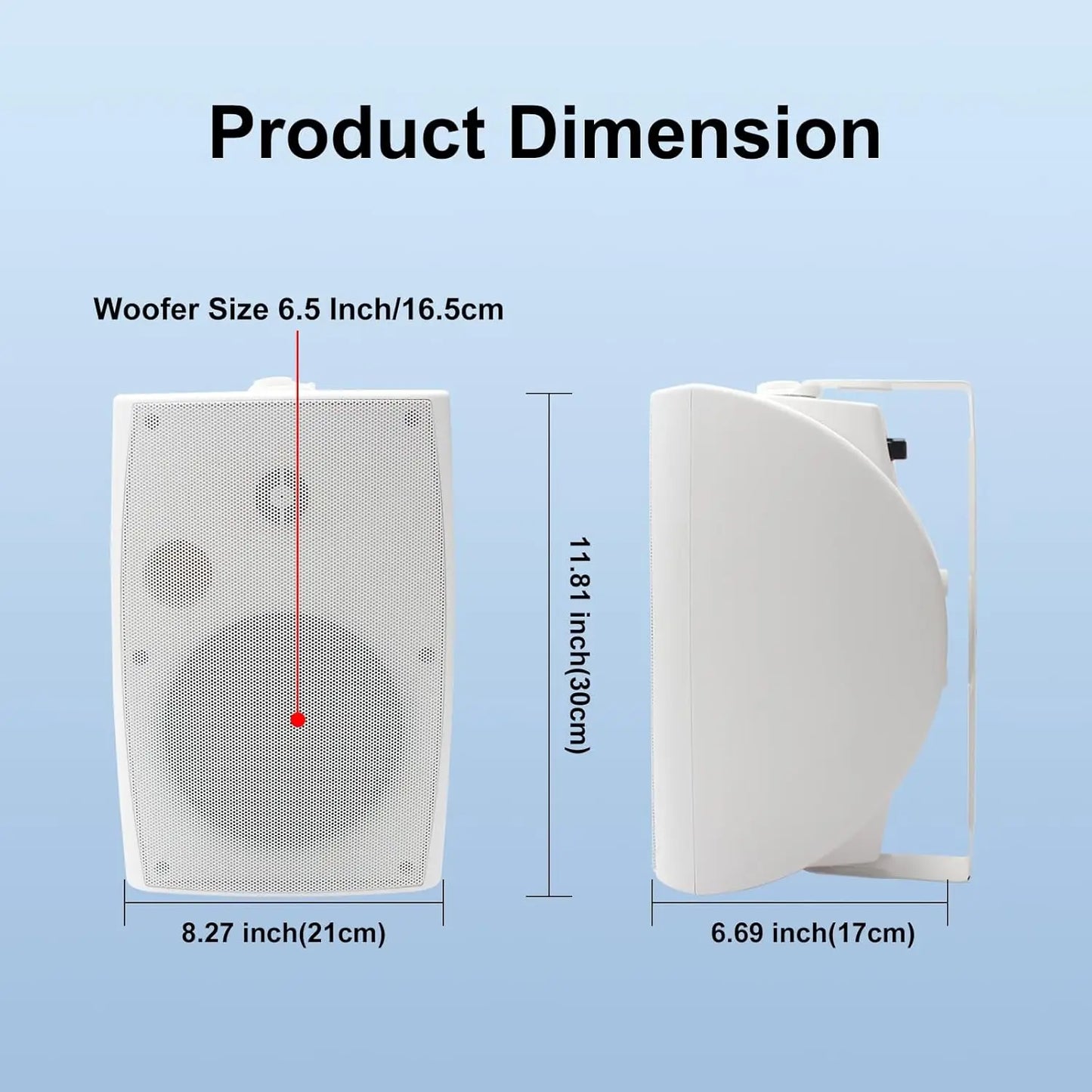 Herdio 2PCS 400W 6.5‘’ Passive Outdoor Speakers Wired Waterproof 2 Way Wall Mounted Speakers With Powerful Bass For Patio Home