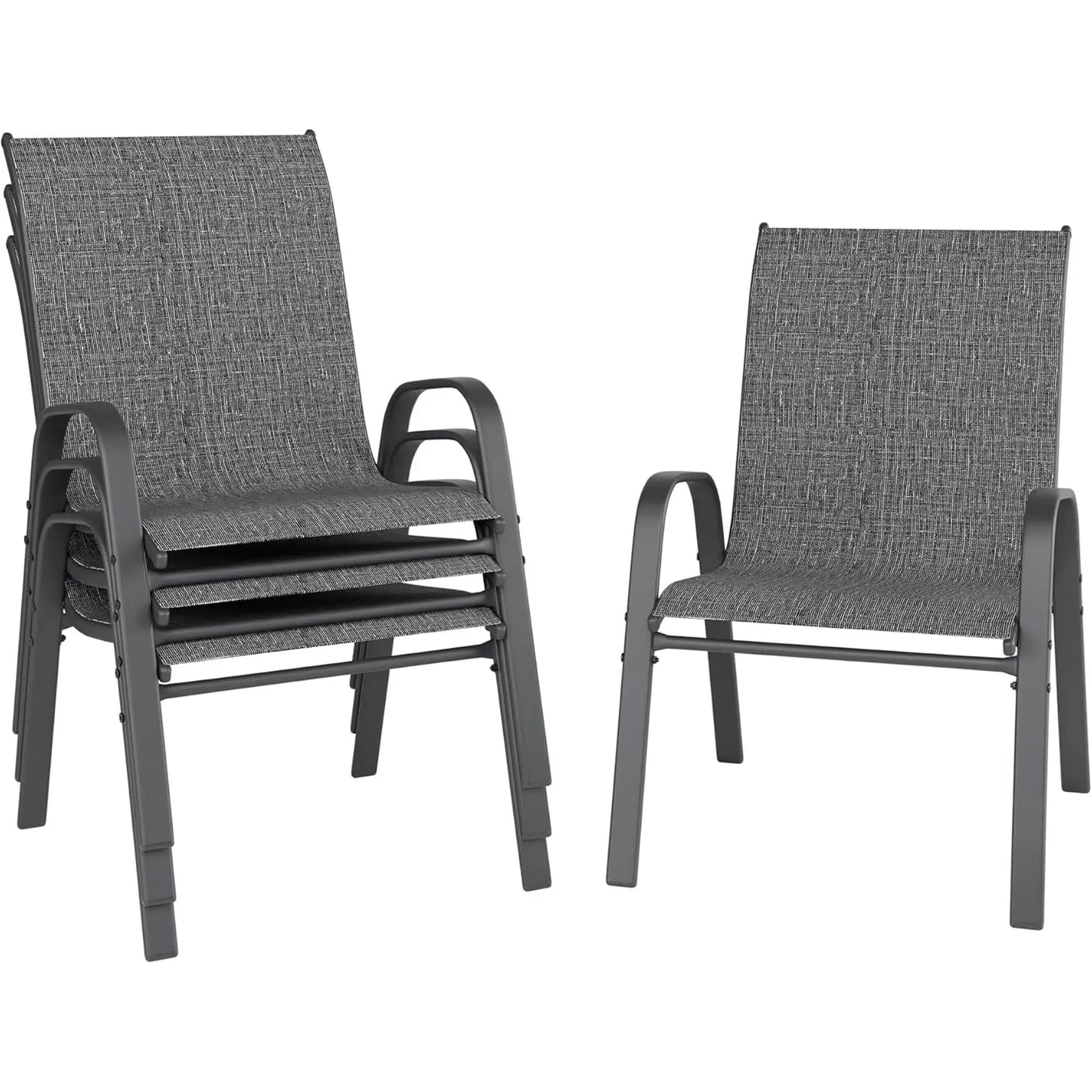 Patio Chairs Set of 4, Outdoor Stackable Dining Chairs for All Weather, Breathable Metal Modern Outdoor Furniture