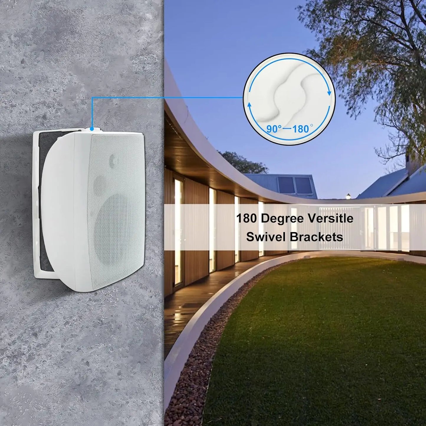 Herdio 2PCS 400W 6.5‘’ Passive Outdoor Speakers Wired Waterproof 2 Way Wall Mounted Speakers With Powerful Bass For Patio Home