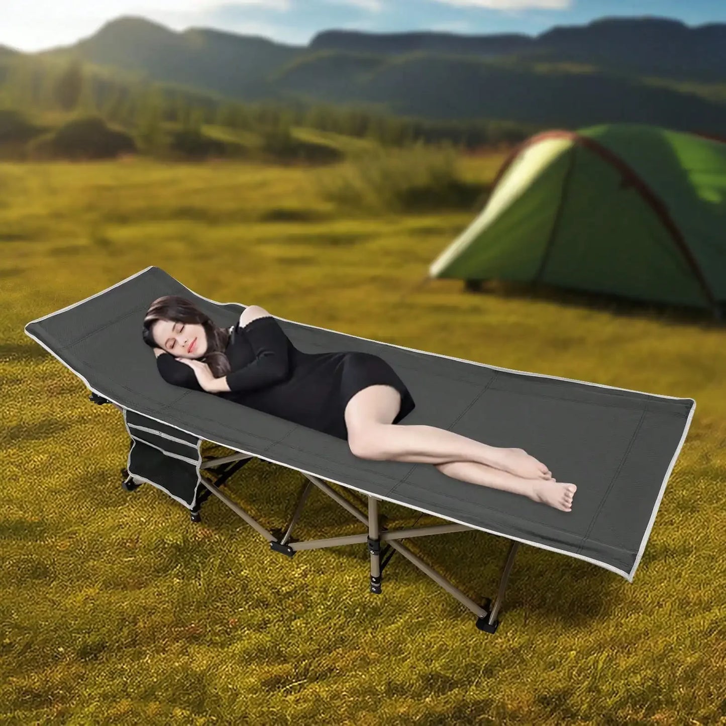 Folding Camping Cot Elevated Cot Portab Lightweight Sleeping Bed Outdoor