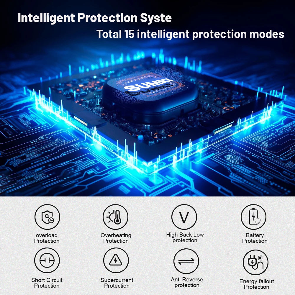 Sumry 3600W Hybrid Solar Inverter 24V 110V Pure Sine Wave on/Off Grid Inverter with MPPT 120A Solar Charge Controller for Home