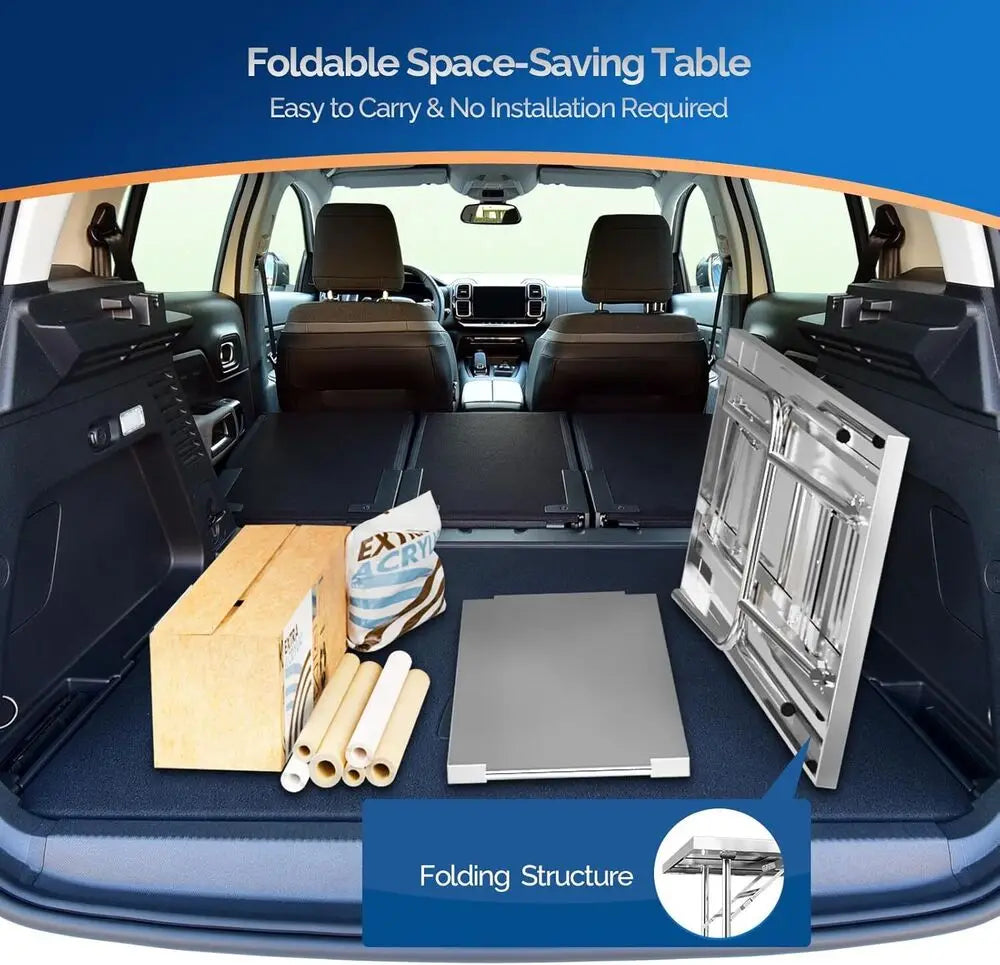 48" x 24" Camping Stainless Steel Folding Work Table With Undershelf Portable