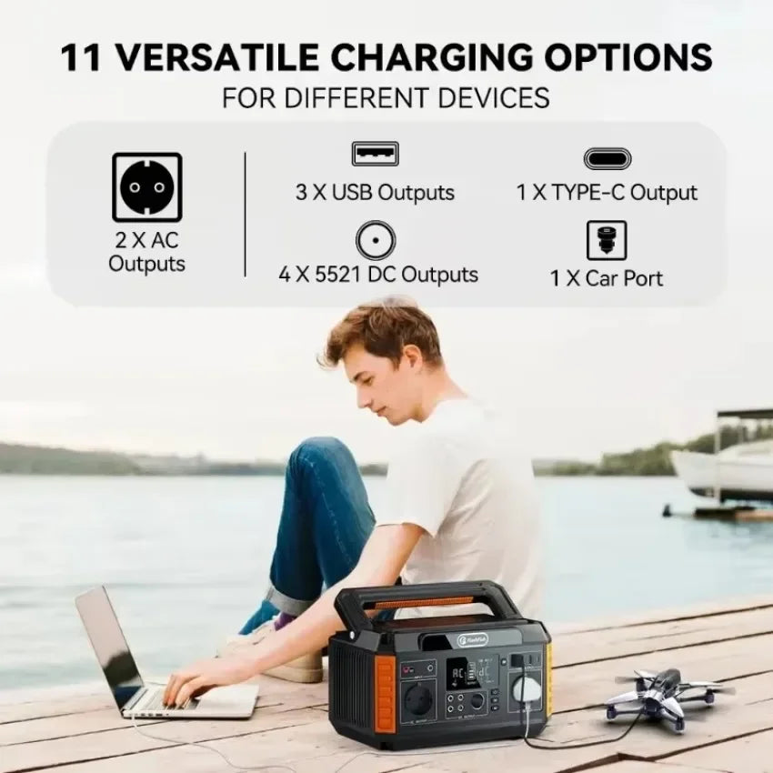 Portable Power Station 200-1000W Solar Equipment Generator Big Peak Power Output Camping Outdoor Apartment Charging Station