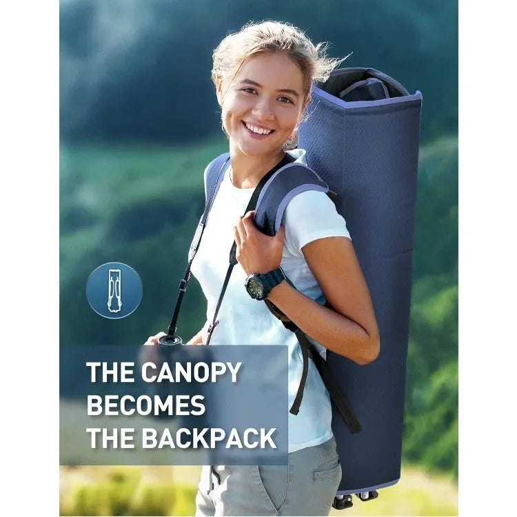 Popular Beach Chair with Canopy Shade, Folding Camping Chair with Canopy with Cup Holder, Side Pocket for Camp, Beach, Tailgates