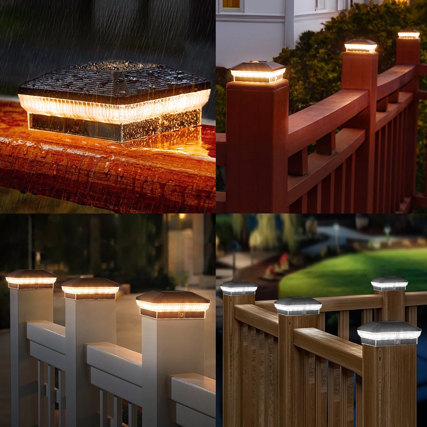 6/12 Pack 4x4 Solar Post Lights Outdoor, 40 LEDs 30 Lumens Fence Post Solar Lights Outdoor with 3 Modes
