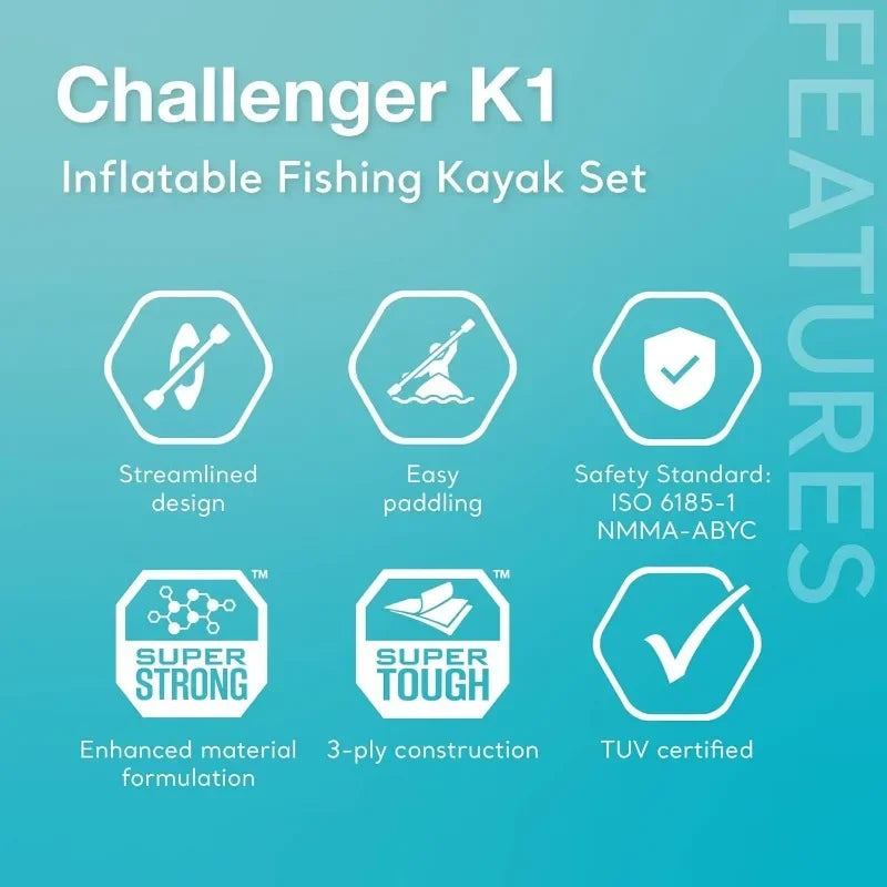 Popular.Challenger Inflatable Kayak Series: Includes Deluxe 86in Kayak Paddles and High-Output Pump – SuperStrong PVC – Adjustab