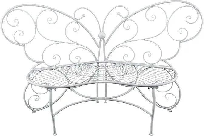 Alpine Corporation 62" x 26" Outdoor 2 Person Metal Butterfly Shaped Garden Bench, Red