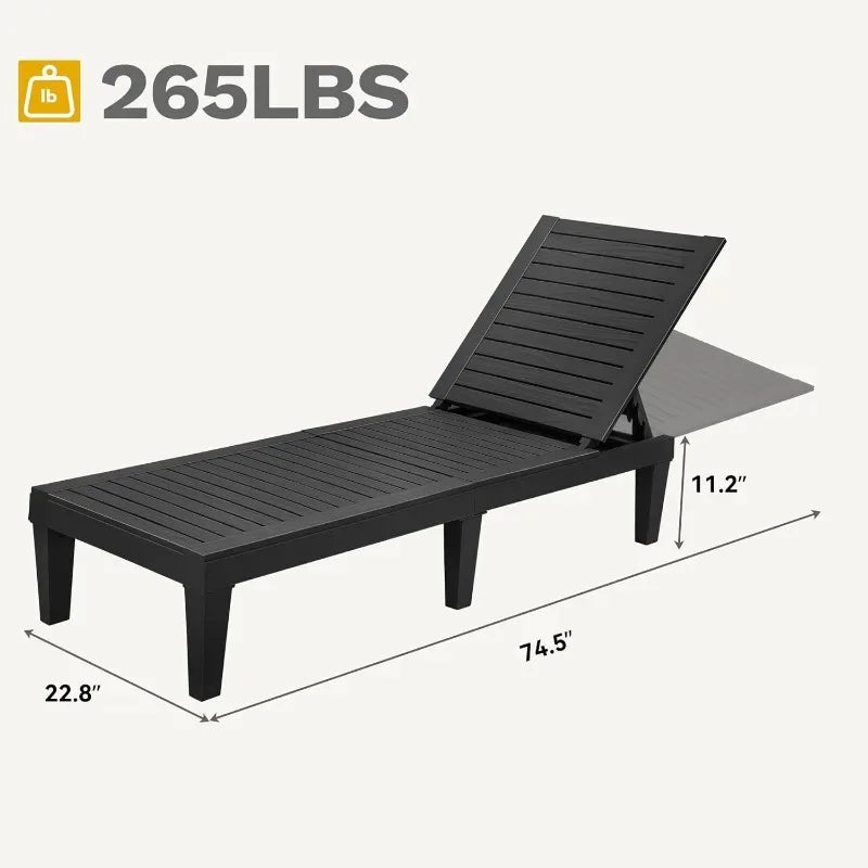Outdoor Chaise Lounge, Pool Lounge Chair w/ 5-Level Backrest, Waterproof & Easy Assembly Patio Lounge Chair
