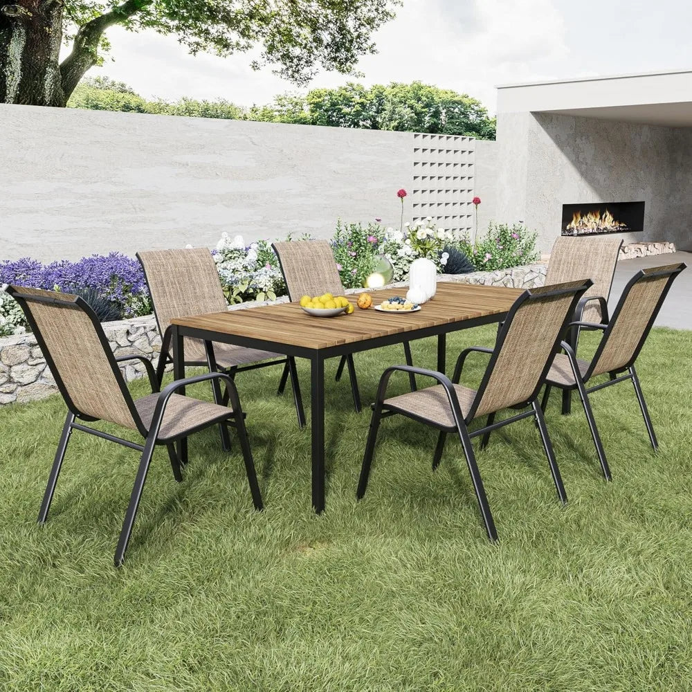 Patio Dining Chairs Set of 4 Outdoor Stackable Dining Chairs for All Weather 330lbs Capacity Heavy Duty Textilene Fabric