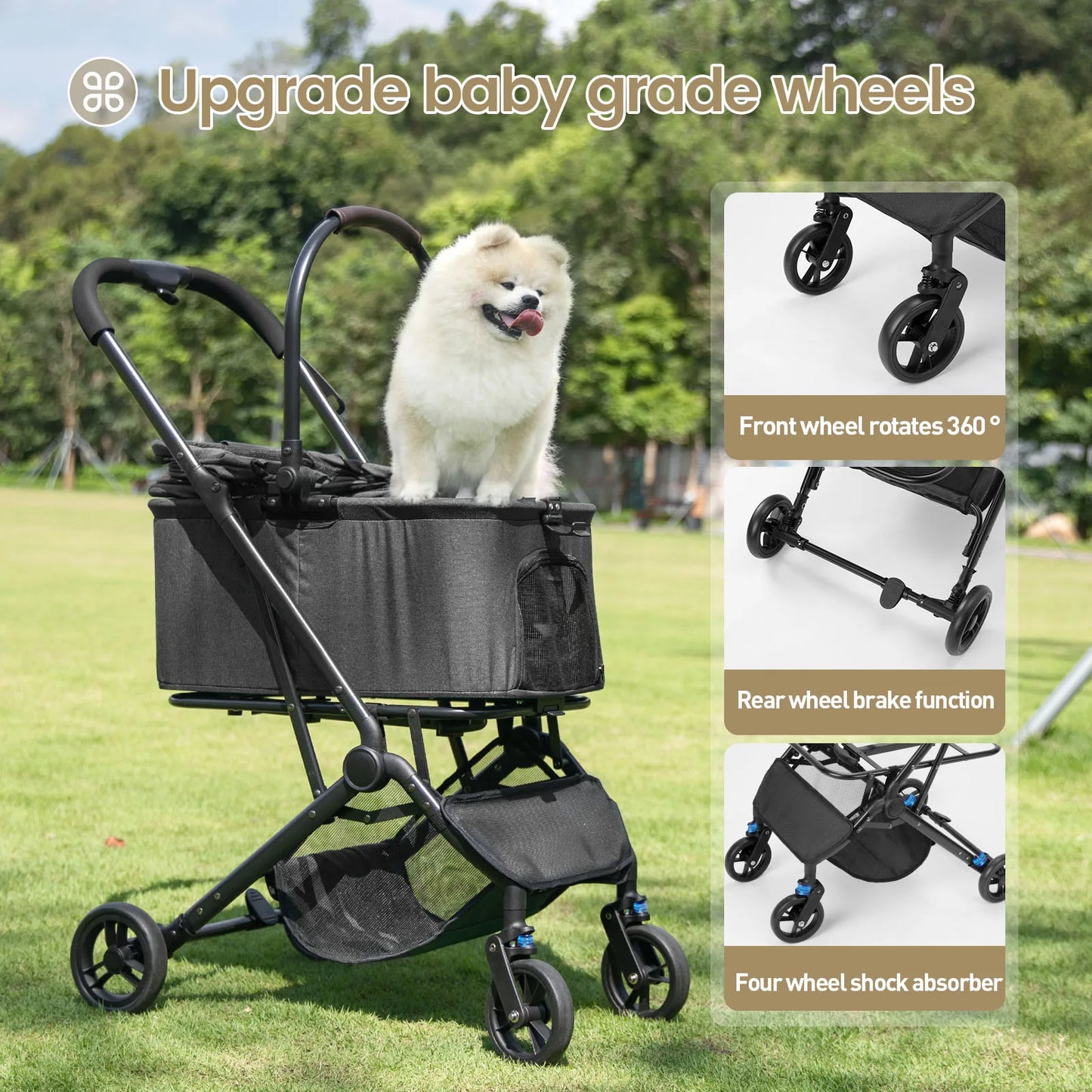 Pet Stroller for Dogs Dog Strollers for Small/Medium Dogs With Detachable Carrier Easy Lock Canopy Cozy House Trolley Pet Bags