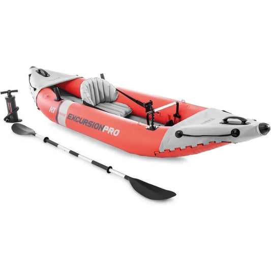 INTEX 68303EP Excursion Pro K1 Inflatable Kayak Set: Includes Deluxe 86in Kayak Paddles and High-Output Pump – SuperTough