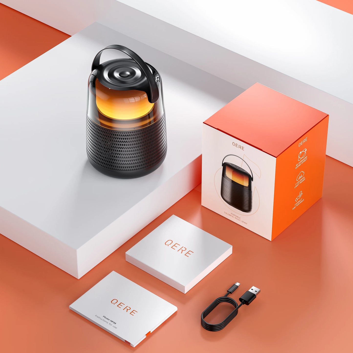 QERE HF55 Bluetooth Speaker with Hi-Res 20W Audio,Wireless HiFi Portable Speaker IPX5 Waterproof,Multiple connection modes,