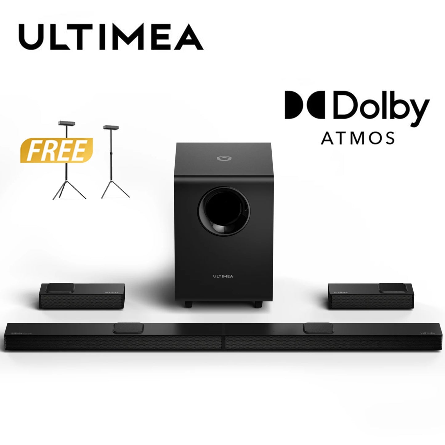 ULTIMEA 7.1.4 SoundBar with Dolby Atmos, 740W True Wireless High-End Surround Sound System with 8" Wireless Subwoofer