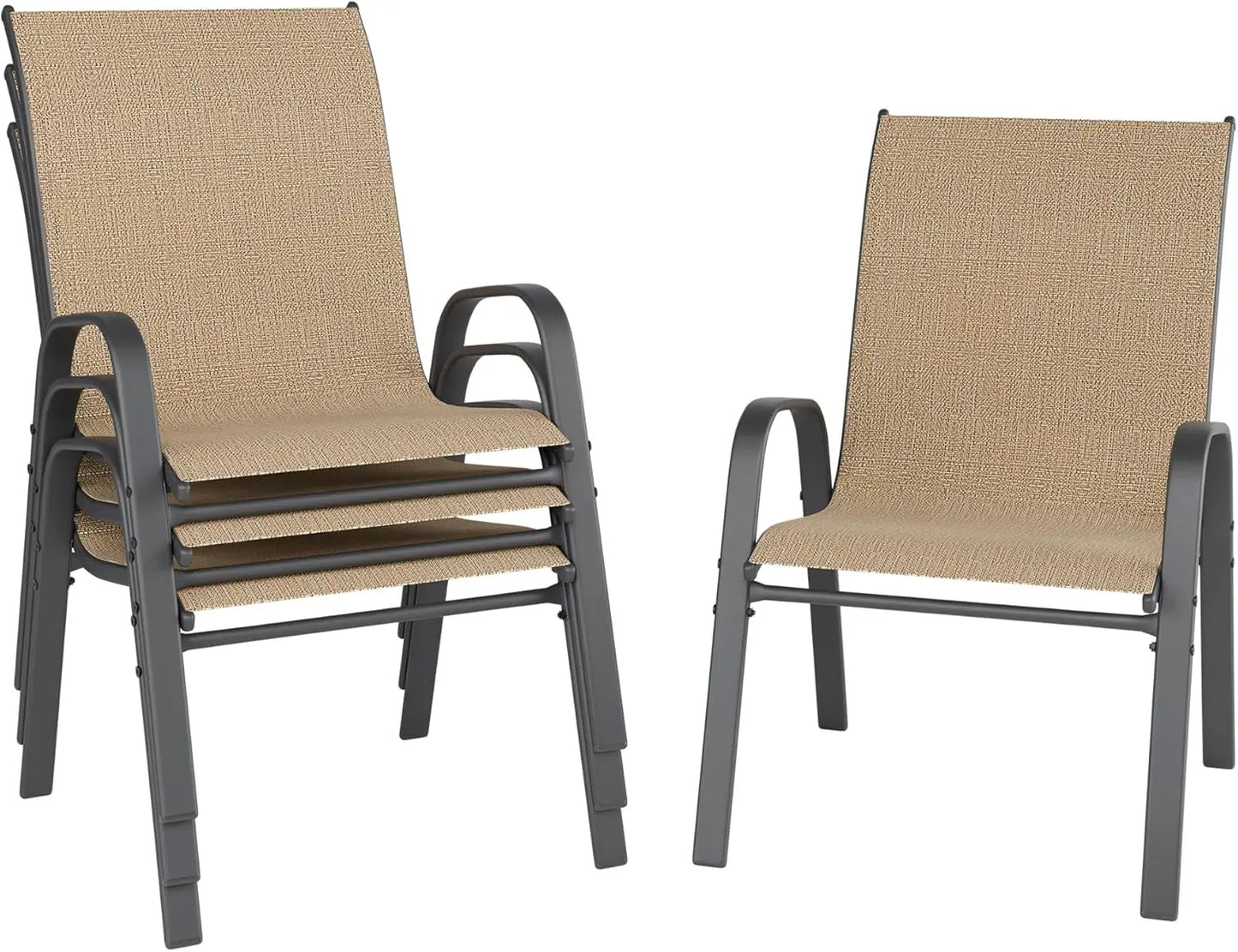 Patio Chairs Set of 4, Outdoor Stackable Dining Chairs for All Weather, Breathable Metal Modern Outdoor Furniture
