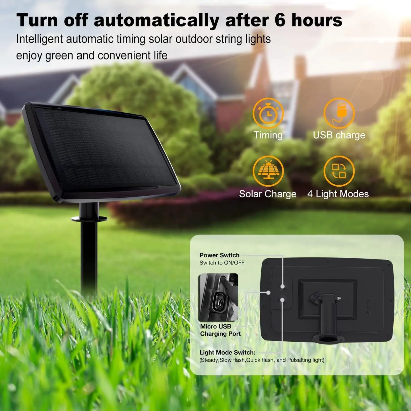 St38 Solar String Lights, 50 Feet Solar Outdoor String Lights, 2700K Warm White Hanging Lights, Weather-Resistant Materials, 12+1 Shatterproof Bulbs, E12 Sockets for Outdoor Courtyards, Backyard, Porch