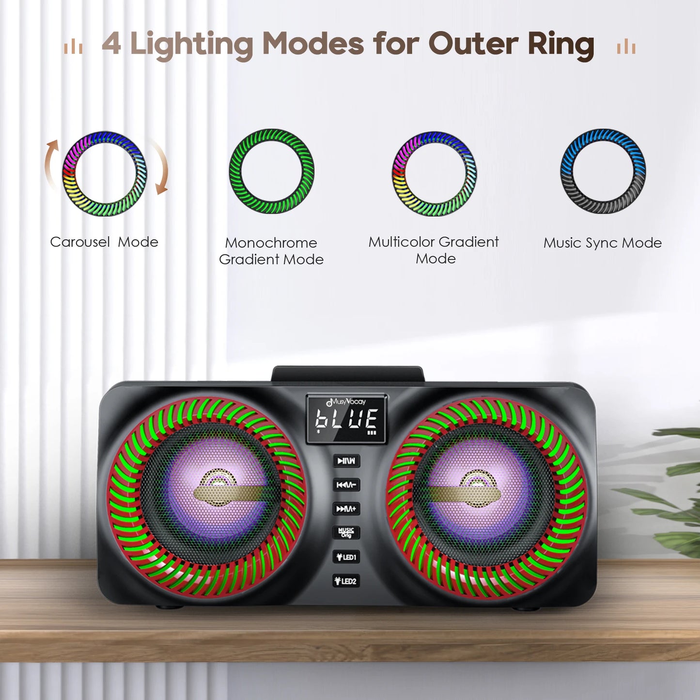 Portable Karaoke Machine Karaoke with 15W Bluetooth Speaker 2 Wireless Karaoke Microphone Rechargeable Microphone Slot for Home