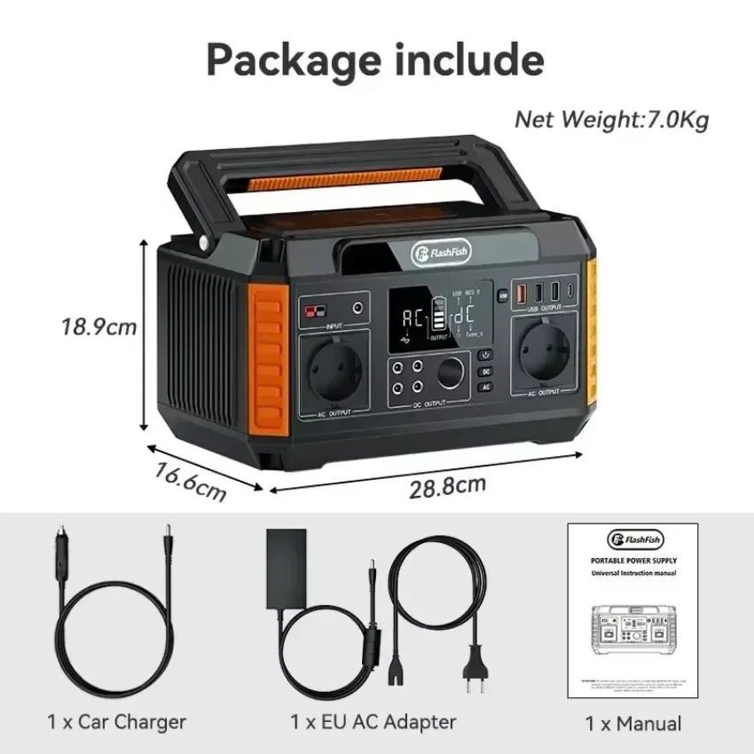 Portable Power Station 200-1000W Solar Equipment Generator Big Peak Power Output Camping Outdoor Apartment Charging Station