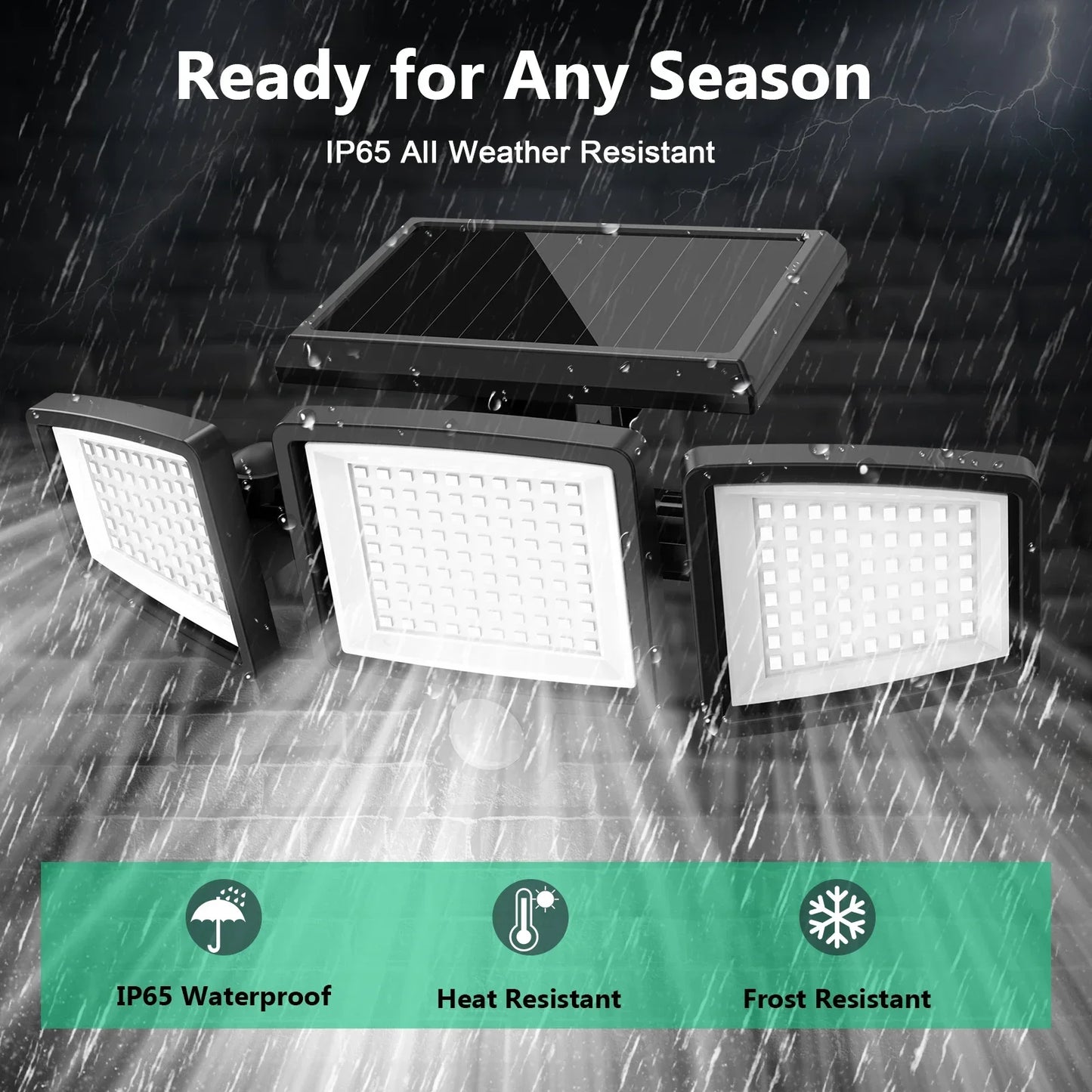 (5/4/3/2/1PCS)IP65Waterproof 3Heads Solar Outdoor Light, 210LED 2500LM Motion Sensor Security Light with Wireless Remote Control