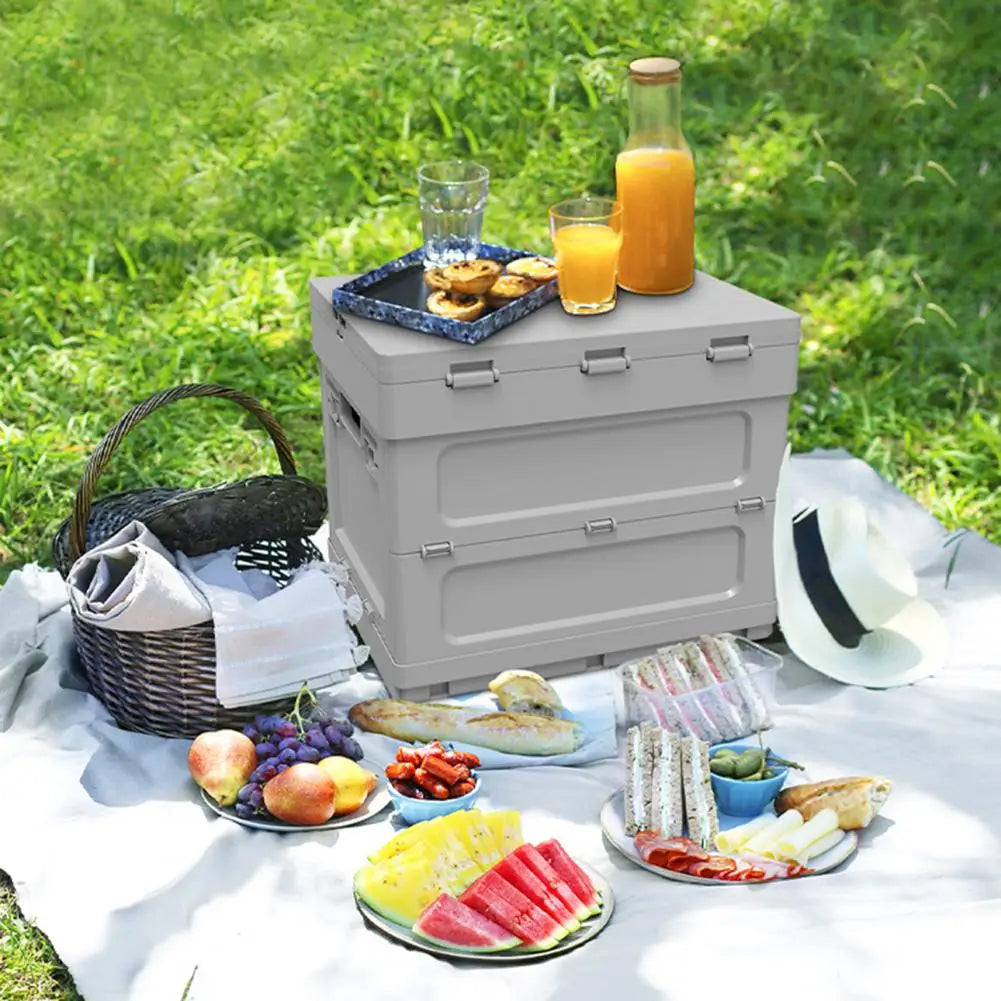Folding Table with Storage Container Portable Folding Table with Storage Capacity Parking for Outdoor for Patio for Sports