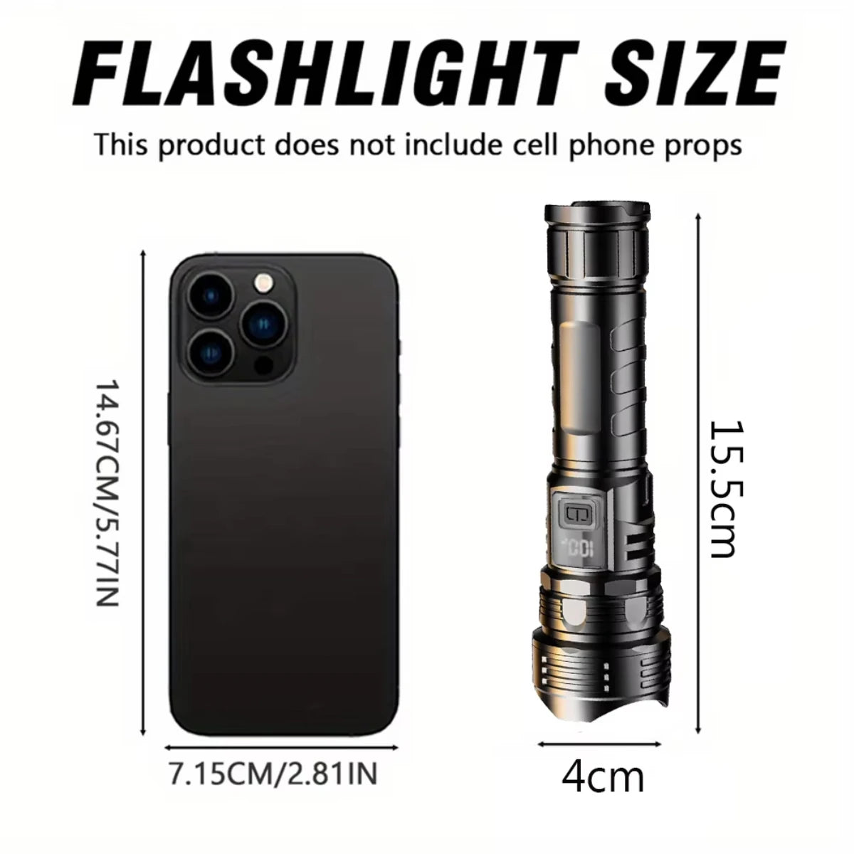 USB Rechargeable High Power LED Flashlight Super Bright Torch, Portable Hand Light for Camping, Hiking  Emergency Survival